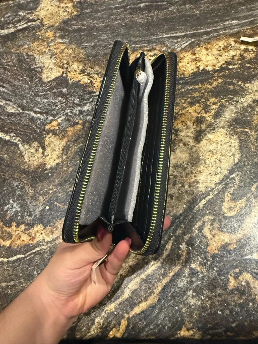 Victoria's Secret Black Zip Around Wallet with Gold V Emblem - Picture 2 of 2